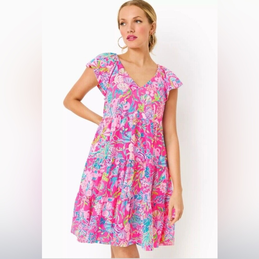 Lilly Pulitzer Kawai Flutter sleeve Dress -  XL